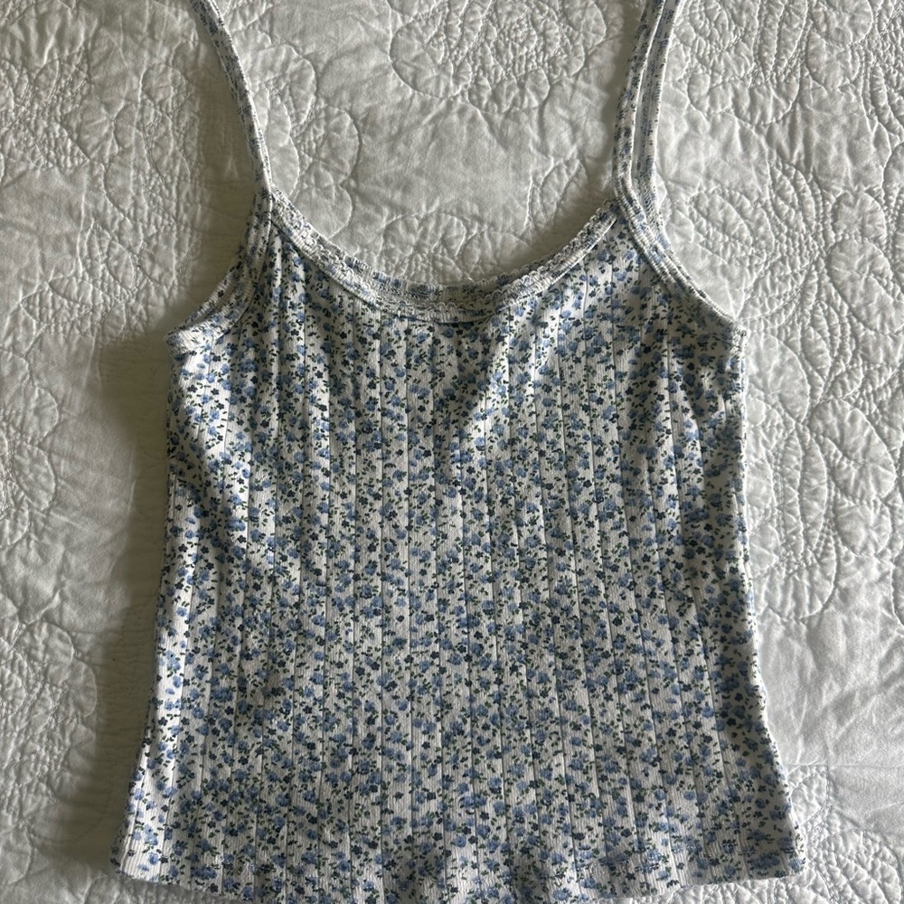 Floral Blue and White Women's Top
